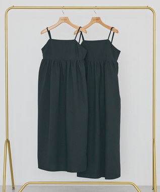 AMERICAN HOLIC 【選べる丈】【イージーケア】サッカーキャミワンピース Black