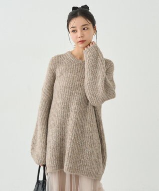 earth music&ecology ふわふわＭＩＸヤーンチュニック Beige