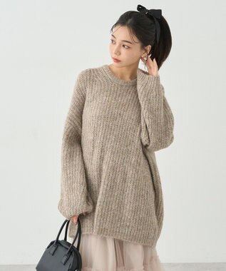 earth music&ecology ふわふわＭＩＸヤーンチュニック Beige