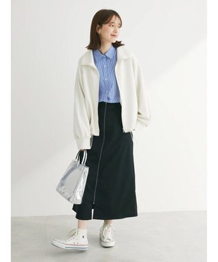 Green Parks フロントＺＩＰセミフレアスカート Black