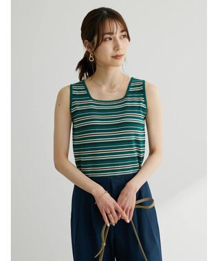 Green Parks スクエアネックニットタンクトップ Charcoal Gray