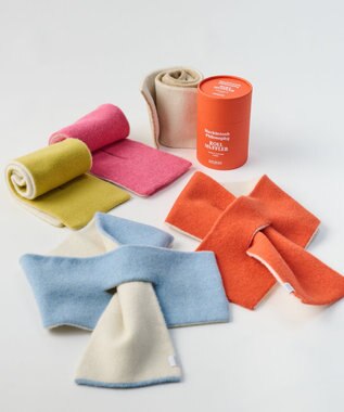 MOONBAT MACKINTOSH PHILOSOPHY(マッキントッシュ フィロソフィー）【ギフトBOX付】ウール100％ リバーシブル ニット マフラー ユニセックス 日本製 ベージュ