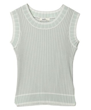 earth music&ecology ノースリーブラインニットプルオーバー Ivory