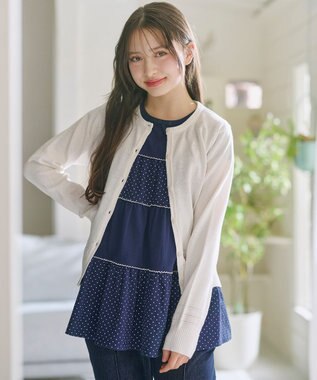 組曲 KIDS 【150-160㎝】 ドットティアードチュニック ネイビー