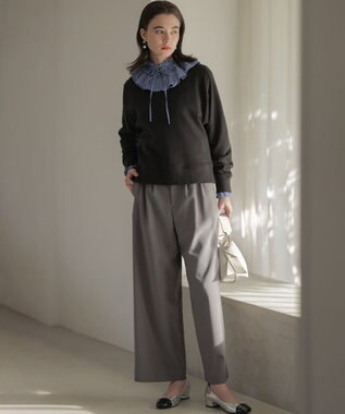 組曲 【2WAY】エアリーシャーティングフリル襟 ブラウス ブルーストライプ系1