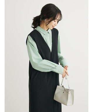 Green Parks 胸元ポケットイージーケアストライプシャツ Green