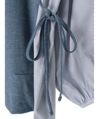 Green Parks 布帛ドッキング脇リボンプルオーバー Blue