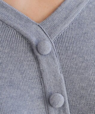 Tiaclasse 【洗える】くるみ釦ニットワンピース サックス