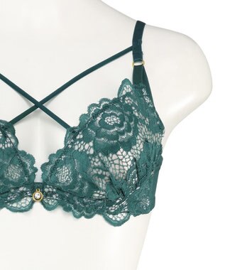 San-ai Resort（三愛水着楽園） 【WEB限定】【プチプラブラセット】純欲レーシーBIGクロスブラジャー＆ショーツセット 【northerly】 グリーン