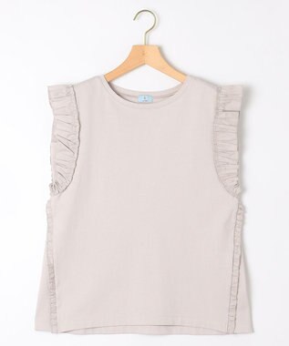 組曲 L Jazzy-Jersey フリル袖Ｔシャツ グレーピンク系