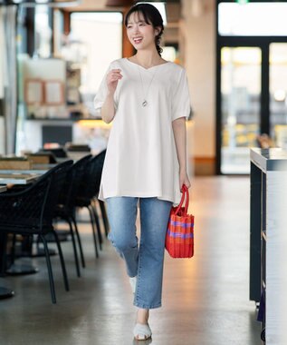 Tiaclasse L 【おのののかさん着用】「サマケア」バックヨークフリルチュニック オフホワイト