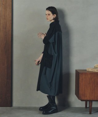 YECCA VECCA カーゴデザイン配色シャツワンピース Black