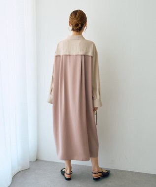 YECCA VECCA カーゴデザイン配色シャツワンピース Light Beige