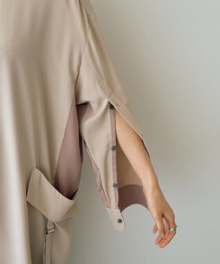 YECCA VECCA カーゴデザイン配色シャツワンピース Light Beige