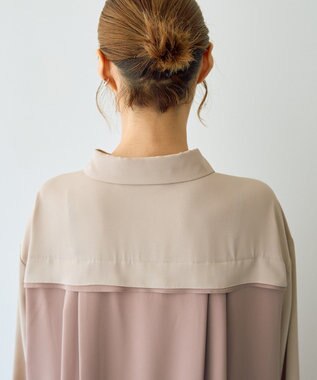 YECCA VECCA カーゴデザイン配色シャツワンピース Light Beige