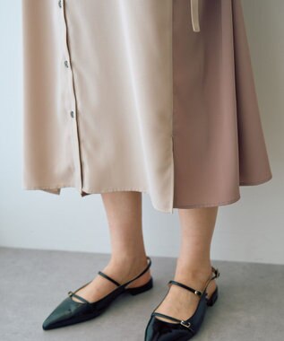 YECCA VECCA カーゴデザイン配色シャツワンピース Light Beige