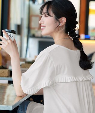 Tiaclasse L 【おのののかさん着用】「サマケア」バックヨークフリルチュニック オフホワイト