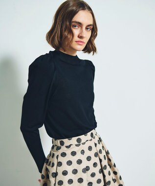 GRACE CONTINENTAL タックスリーブニットトップ ブラック