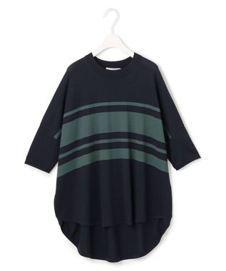 ICB L 【人気のため新色追加・接触冷感・UVカット・洗える】 VIS/NYハイゲージ プルオーバー ネイビー×ディープパインボーダー系