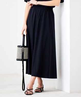 ICB 【接触冷感・UVカット・速乾・洗える】マットスキューバ フレアスカート ブラック系