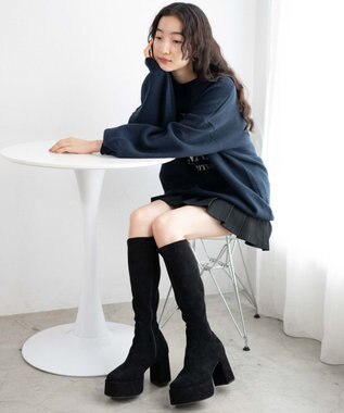 WEGO ストーム付きヒールロングブーツ ブラックその他