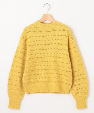 組曲 【WEB限定カラーあり】透かし編みバルキーボーダー柄ニット 【WEB限定】イエロー系9