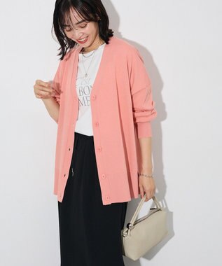 Green Parks ここちニットＶネックカーディガン Pink