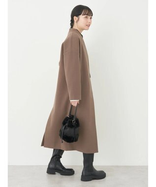 earth music&ecology Ｖネックノーカラーコート Brown