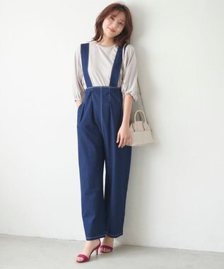 Feroux 【UVケア】バックリボンボリュームスリーブ Tシャツ グレージュ系