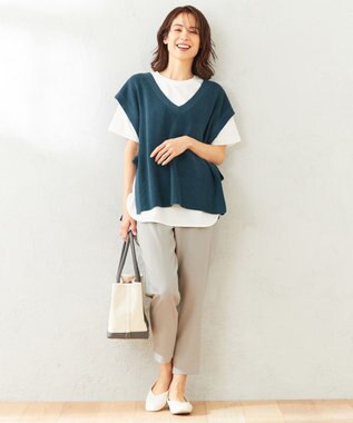 ANY 【接触冷感・UVケア】イージーケア美脚 パンツ グレージュ