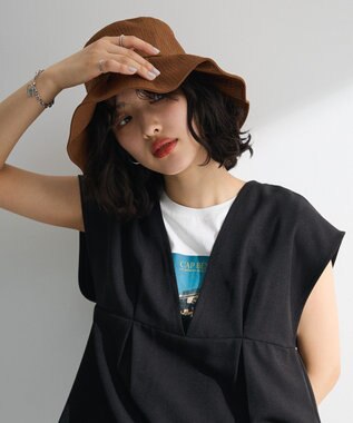 Green Parks ・エンボスギャザーハット Brown