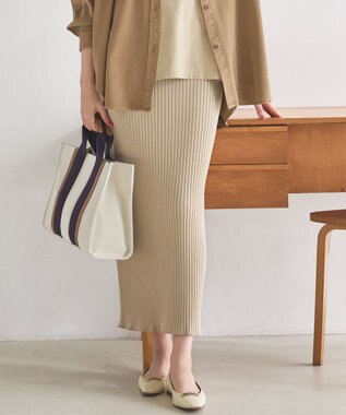23区 【SLOW/一部店舗限定】ホールガーメント リブニット スカート ベージュ系