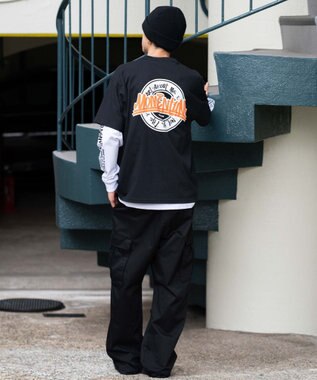 WEGO 【2点セット】アクセ付きアンサンブルグラフィックT（長袖） ブラック