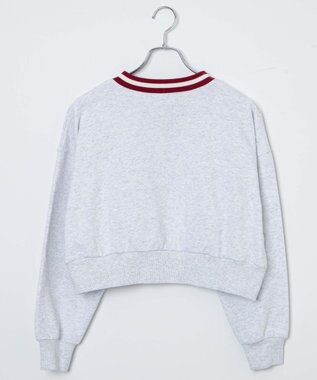 WEGO Vネックラインリブショートスウェット 杢グレー