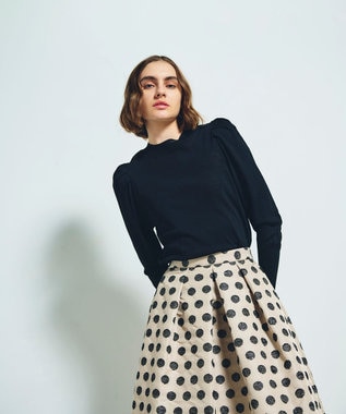 GRACE CONTINENTAL タックスリーブニットトップ ブラック