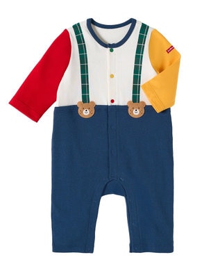 MIKI HOUSE HOT BISCUITS 【70-80cm】ビーンズサスペンダーカバーオール