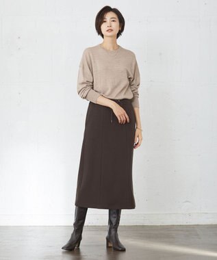 J.PRESS LADIES 【洗える】デュアルウォームポンチ スカート ダークブラウン系