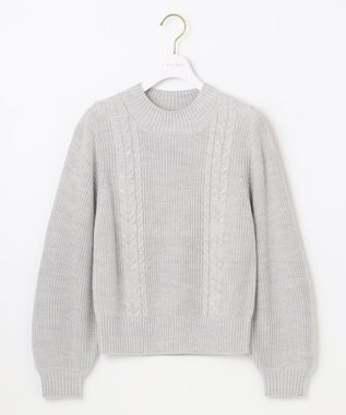 ANY SIS 【洗える】スフレケーブルパフスリーブ ニット ライトグレー