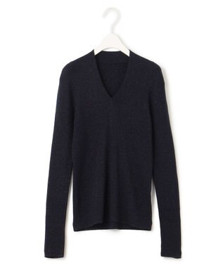 ICB 【洗える】エクストラファインメリノ Vネックプルオーバー ネイビーラメ系