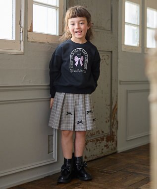 ANY KIDS 【WEB限定】7days 裏毛トレーナー ブラック×リボン