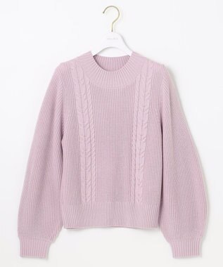 ANY SIS 【洗える】スフレケーブルパフスリーブ ニット ペールピンク