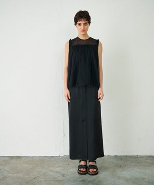 GRACE CONTINENTAL チュールノースリーブ トップ ブラック