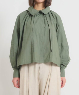 muuc 〈多彩な着方が叶う〉〈衿立て＆衿折り〉〈遠州織物の工場で織られた上質なコットン100%生地〉リボン紐付き多様衿 羽織り＆シャツ