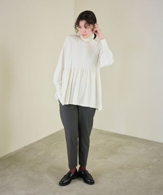 #Newans 【洗える】ペプラムデザインワイドシルエットプルオーバー ホワイト