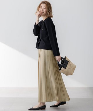 23区 【洗える】シアーコンビ プリーツ スカート ベージュ系