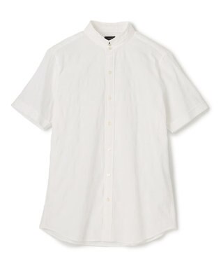 JOSEPH HOMME ドビーチェックストレッチ　ウイングカラー半袖シャツ ホワイト系