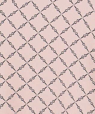 ICB L 【先行予約・WEB限定カラーあり】BackSatinAmunzen 5分袖バンドカラーブラウス ヘイズピンク×スクエアビット柄［WEB限定］