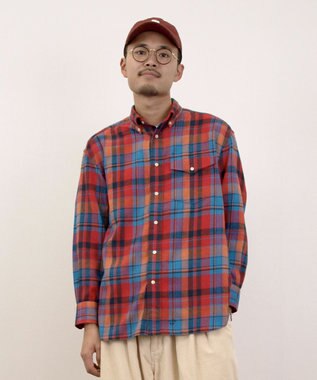 J.PRESS YORK STREET 【UNISEX】フランネルボタンダウン シャツ レッド系3