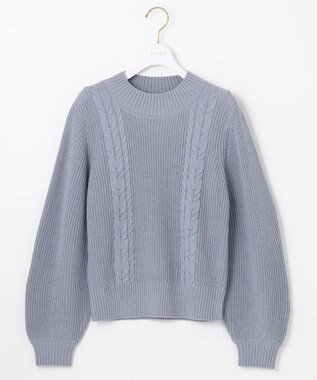 ANY SIS 【洗える】スフレケーブルパフスリーブ ニット ライトブルー