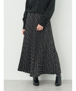 earth music&ecology すきな丈プリーツスカート Check Black